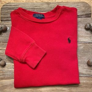 Polo by Ralph Lauren Boy’s Size 6 Red Cotton Waffle‎ Weave Long Sleeve Pullover
